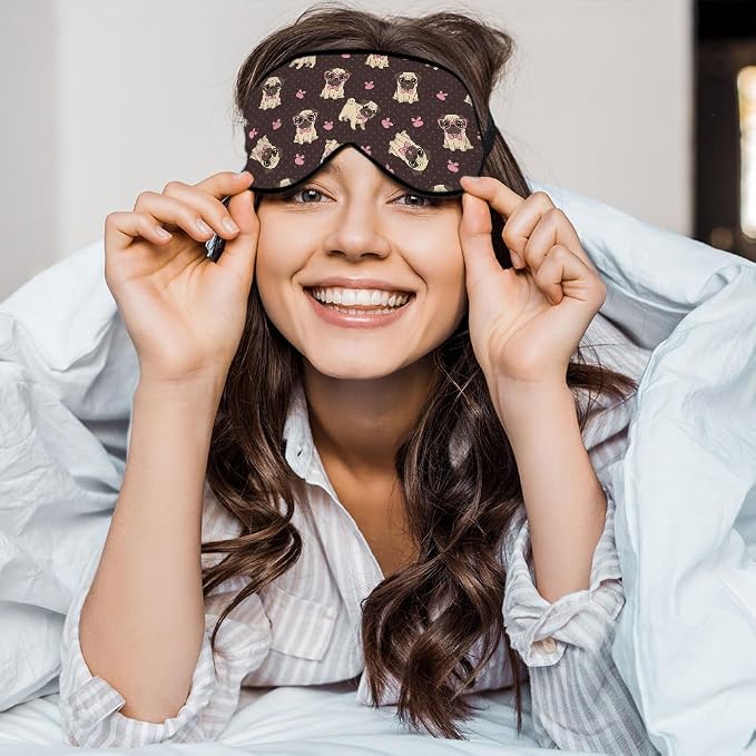 Cartoon Pug Sleep Mask Eye Mask Puppy Bow Tie Glasses Dog Animal Sleep Mask - Image 5