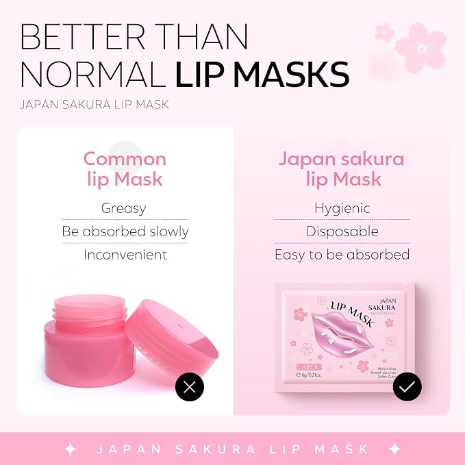 AKARY Sakura 5 Pieces Hydrating Lip Mask, Lip Sleep Mask Collagen Crystal Lip - Image 9