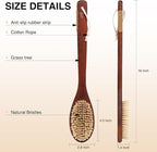 Wooden Bath Brush with Gentle Bristles Long Handle - Image 4