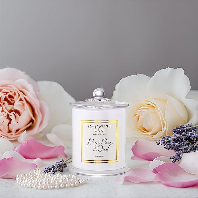 Chloefu LAN Rose Scented Candles, Oud Candle Gifts - Image 4