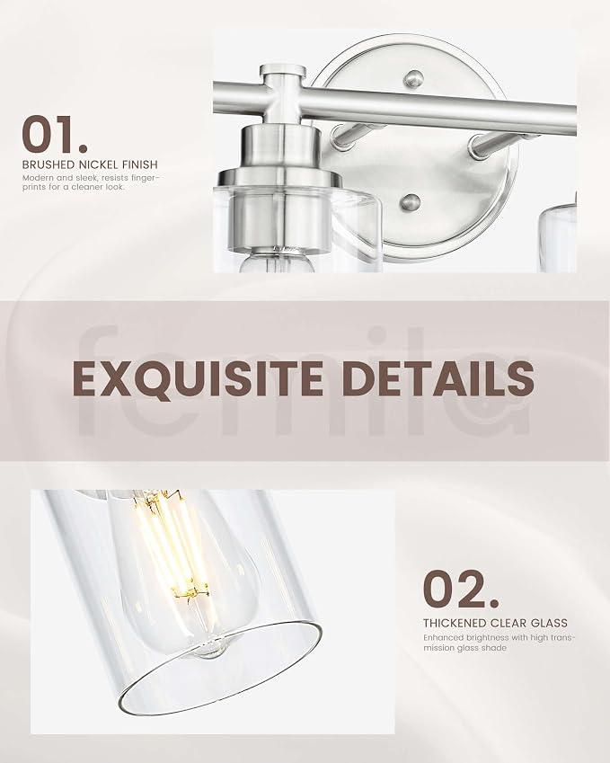 FEMILA 32" Bathroom Vanity Light, Brushed Nickel Bathroom Lights Over Mirror - Image 5
