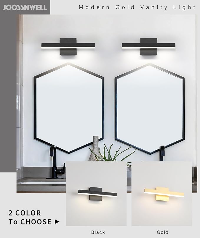 Joossnwell Black Bathroom Vanity Light Fixtures Dimmable 5CCT LED Bathroom - Image 4