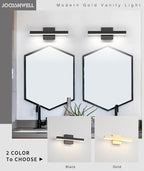 Joossnwell Black Bathroom Vanity Light Fixtures Dimmable 5CCT LED Bathroom - Image 4
