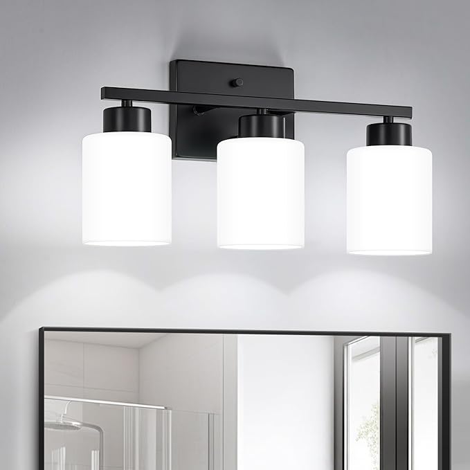 FonmYim Black Bathroom Light Fixtures, 3-Light Modern Vanity Light Over Mirror by FonmYim