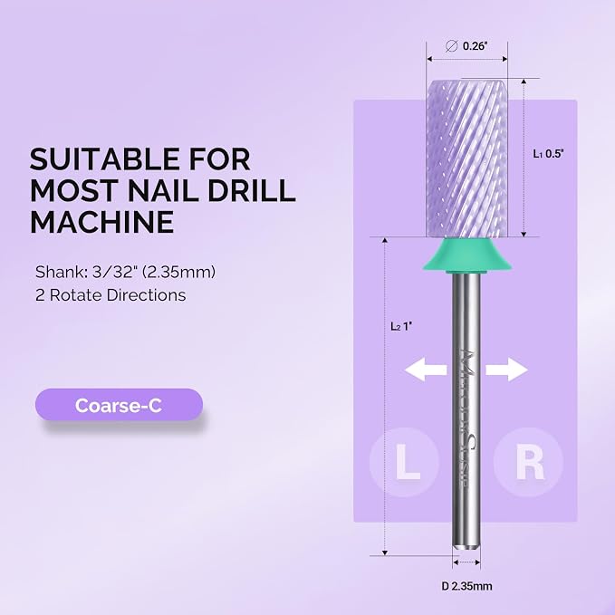 MelodySusie Ceramic Nail Drill Bits, 3/32'' Chamfer Flat Top Large Barrel Bits - Image 4