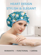 Years calm Shower Caps for Women Reusable Waterproof, Double Layer Waterproof - Image 4