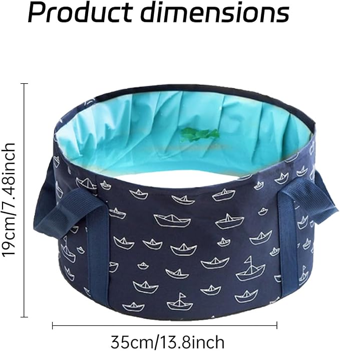 Foot Bath Basin, 13.8 Diameter, 7.5 inches high Portable Travel Collapsible - Image 2