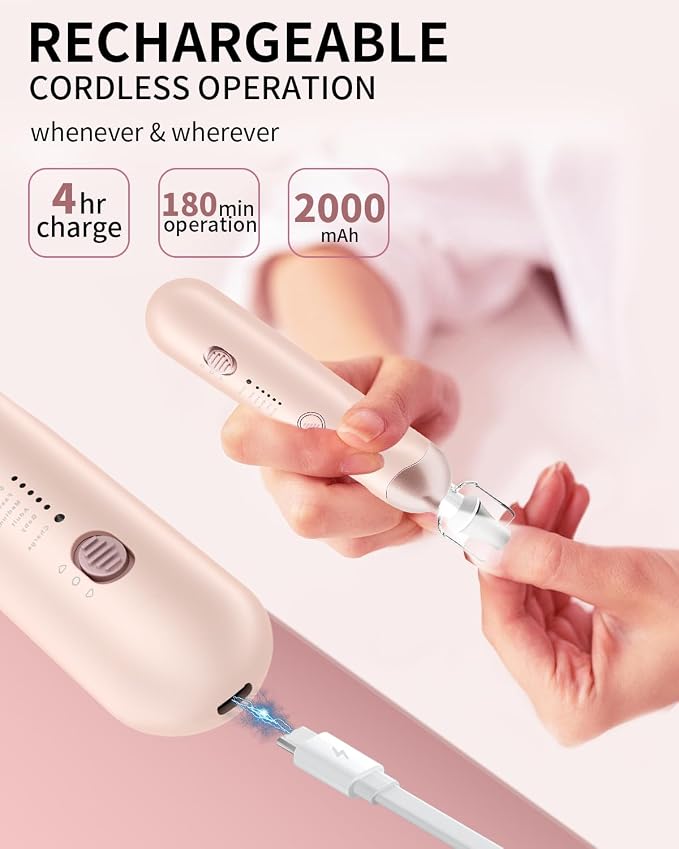 Professional Manicure Pedicure Kit, Cordless Electric Nail File Set, - Image 3