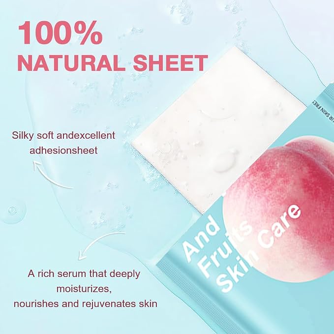Kaely 12 Pack Peach Face Masks for Kids, Kids Face Mask Spa Day Kit Supplies - Image 3