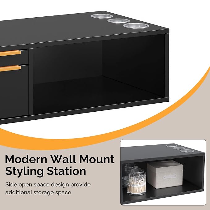 OmySalon Wall Mount Salon Station, Hair Stylist Cabinet - Image 4