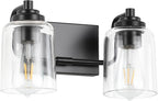 SOLFART Matt Black 2 Lights Wall Sconces Bathroom Light Fixtures Wall Light by SOLFART