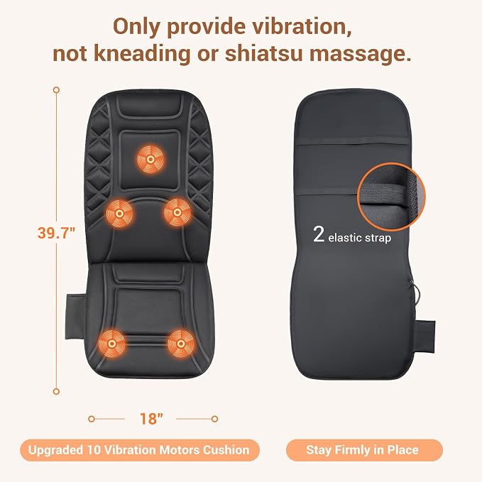CARSHION Back Massager with Heat, Heated Seat Cover Cushion with 5 Vibrating - Image 3