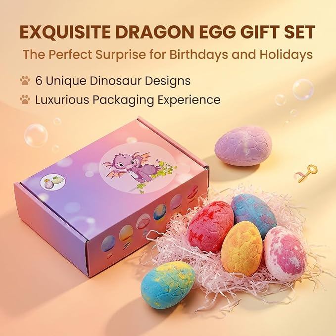 Bath Bombs with Surprise Inside, 6/12 Pack Fizzy Bubble Bath Gift Set, Dinosaur - Image 6