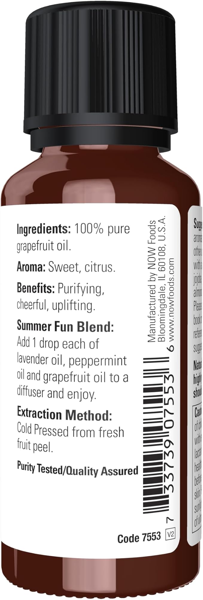 NOW Essential Oils, Grapefruit Oil, Sweet Citrus Aromatherapy Scent, Cold - Image 2