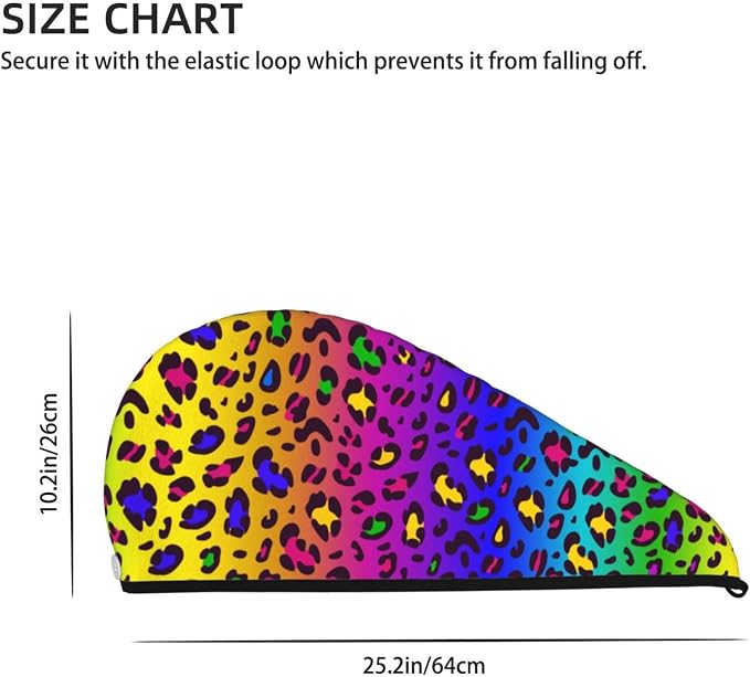 Rainbow Leopard Hair Towel Wrap Absorbent Hair Drying Towel Microfiber Hair - Image 3
