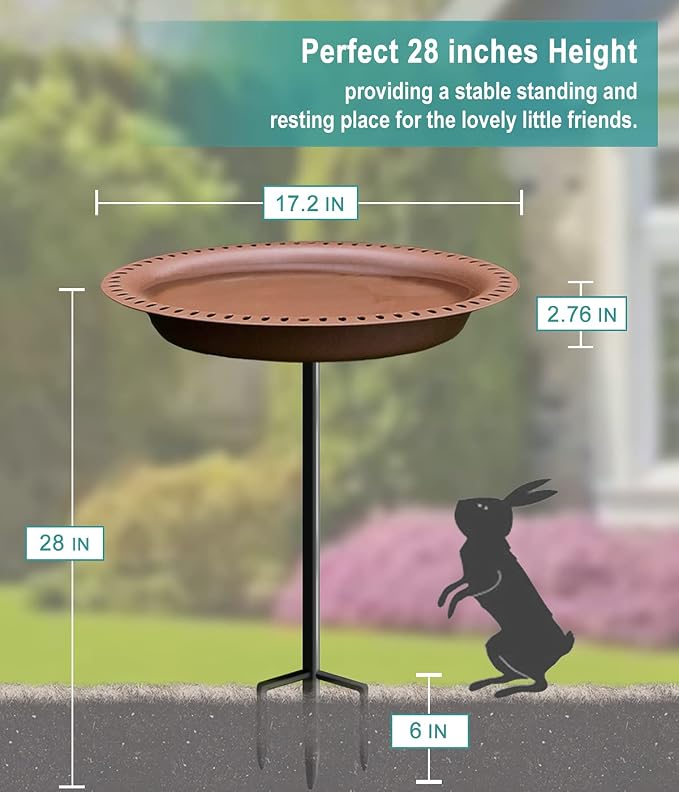 Garbuildman Extra-Large Freestanding Birdbaths Bowl, Detachable Decoration Spa - Image 2