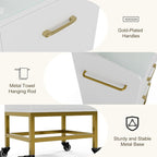 Paddie Beauty Salon Storage Trolley Cart, Glass Top Hair Station Cabinet - Image 5