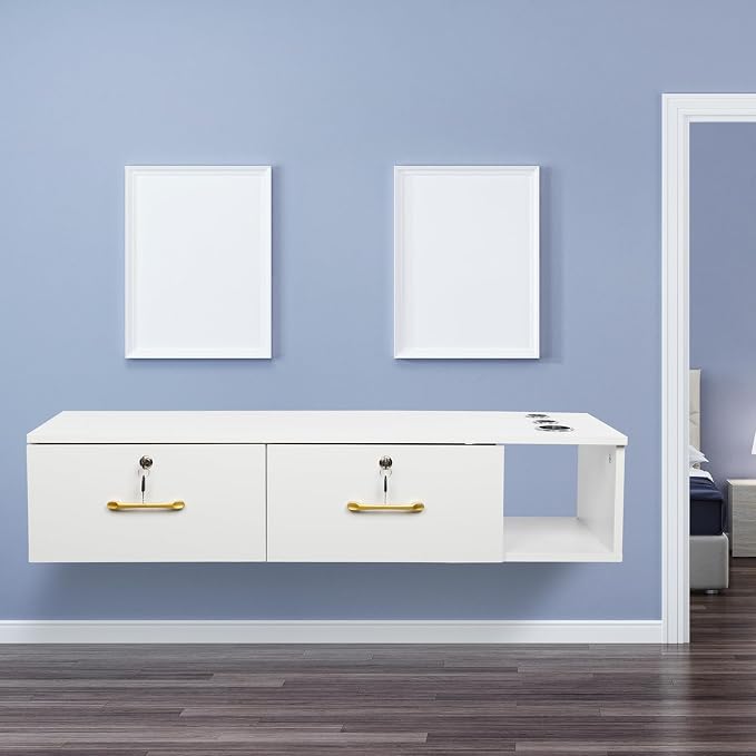Wall Mount Styling Station for Hair Stylist, Wooden Hair Salon Station Storage - Image 2