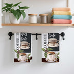 2PCS Coffee Kitchen Towels, Funny Farmhouse Rustic Reusable Absorbent Waffle - Image 4