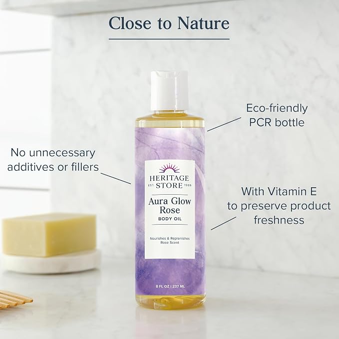 HERITAGE STORE Aura Glow Rose Body Oil, Luxurious Body Moisturizer - Image 4