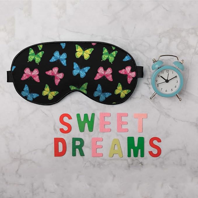 Rainbow Butterfly Sleep Mask Eye Mask Black Blue Pink Purple Butterfly Sleep - Image 6