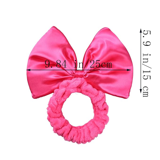 JIAHANG Large Satin Bow Facial Spa Headband, Facial Making Up Shower Skincare - Image 2