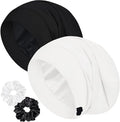 Sleep Cap Bonnet for Sleeping, Adjustable Cooling Ice Silk Lined Hair Bonnets by ROYBENS