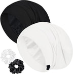 Sleep Cap Bonnet for Sleeping, Adjustable Cooling Ice Silk Lined Hair Bonnets by ROYBENS