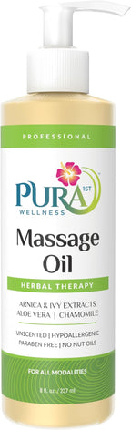 Herbal Therapy 8 Fl oz Massage Oil, Aloe Vera, Professional, Massage Therapy by Pura1st
