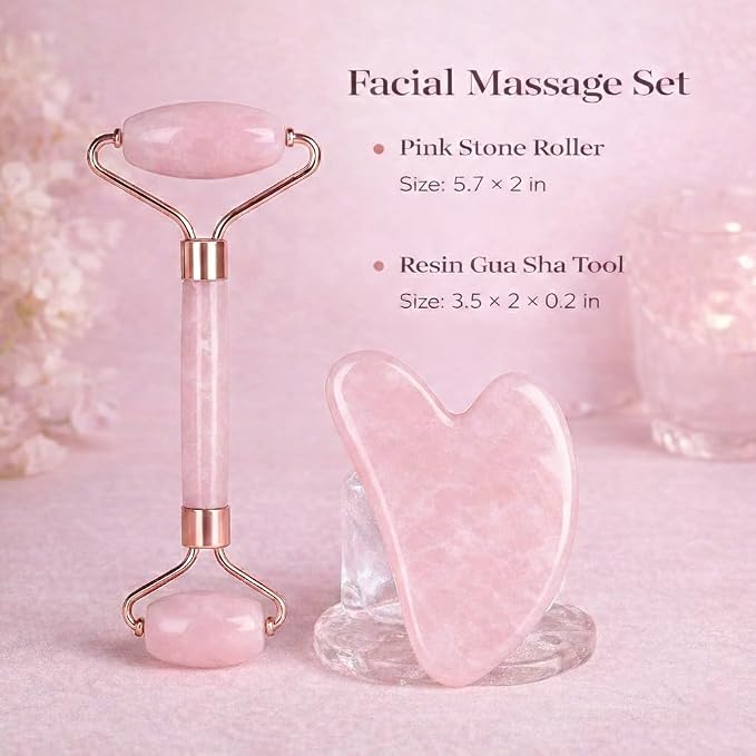 Cooling Face Roller & Gua Sha Set, Smooth Resin Facial Massage Tools - Image 4
