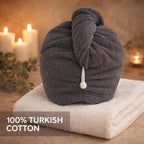 100% Turkish Cotton Hair Towel Wrap 2 Pack – Oeko-TEX Certified Quick Dry Turban - Image 5