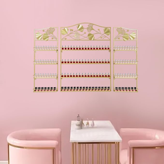 4 Tier Wall-Mounted Nail Polish Storage Racks 3PCS Metal Nail Polish Organizer - Image 2