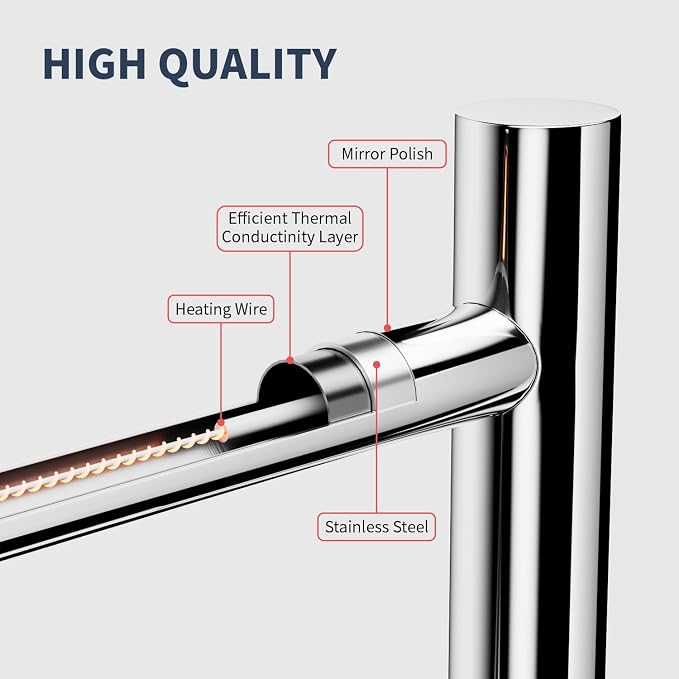 Freestanding Towel Warmer 6 Bars Plug-in Option 3 Working Modes - Image 4