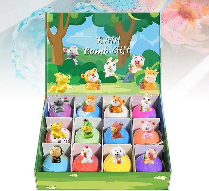 Bath Bombs with Surprise Inside, 6/12 Pack Fizzy Bubble Bath Gift Set, Dinosaur by Unknown