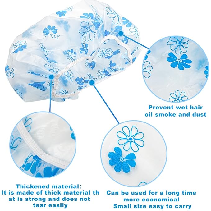 18Pcs Plastic Shower Caps for Women Waterproof Bath Caps Bathing Hair Cap - Image 3
