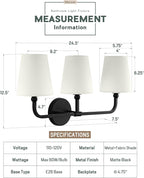 Bathroom Light Fixtures, 3-Light Matte Black Vanity Lights - Image 2