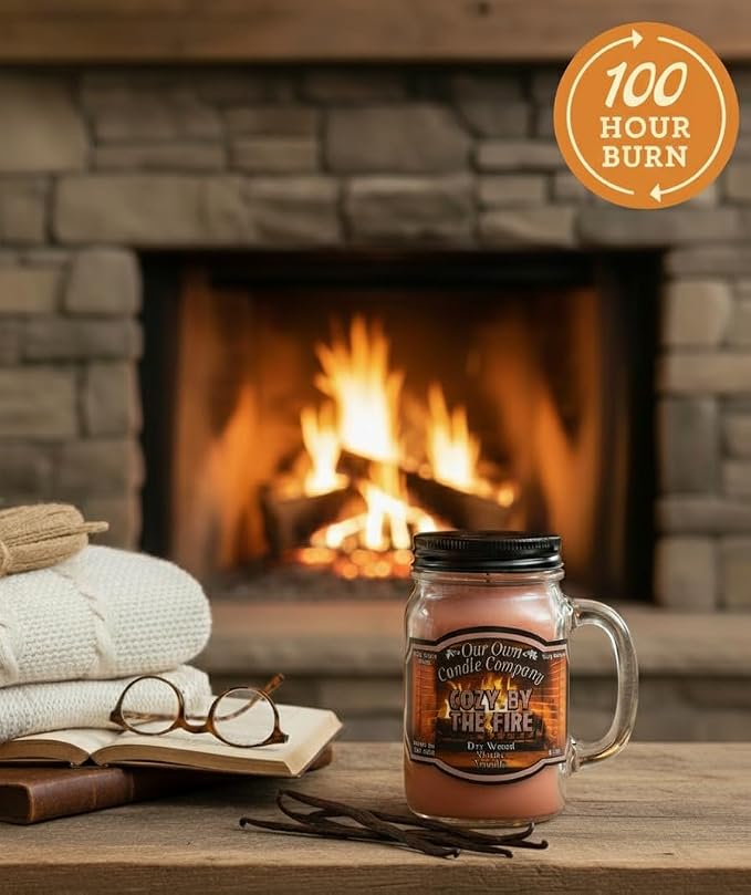 Our Own Candle Company Cozy by The Fire Scented Mason Jar Candle, 100 Hour Burn - Image 2