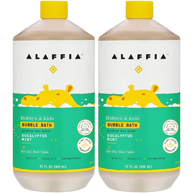 Alaffia Bubble Bath for Babies & Kids, Eucalyptus Mint 2-Pack – Long-Lasting by Alaffia