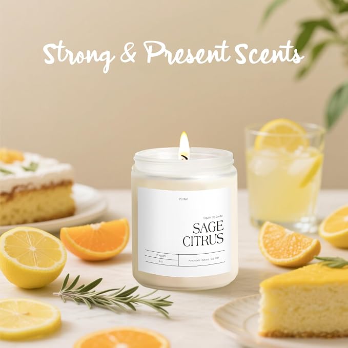 Sage Citrus Candles for Home Scented, 9oz Natural Soy Aromatherapy Non Toxic - Image 2