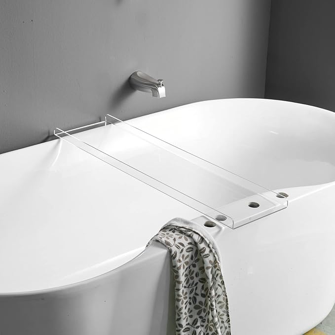 Clear Bathtub Tray Caddy, Bath Tub Rack Shelf, Luxury Bathroom Organizer Tablet - Image 7