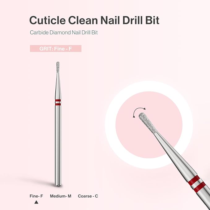MelodySusie 1.2mm Pear Shape Cuticle Clean Nail Drill Bit 3/32'', Professional - Image 4