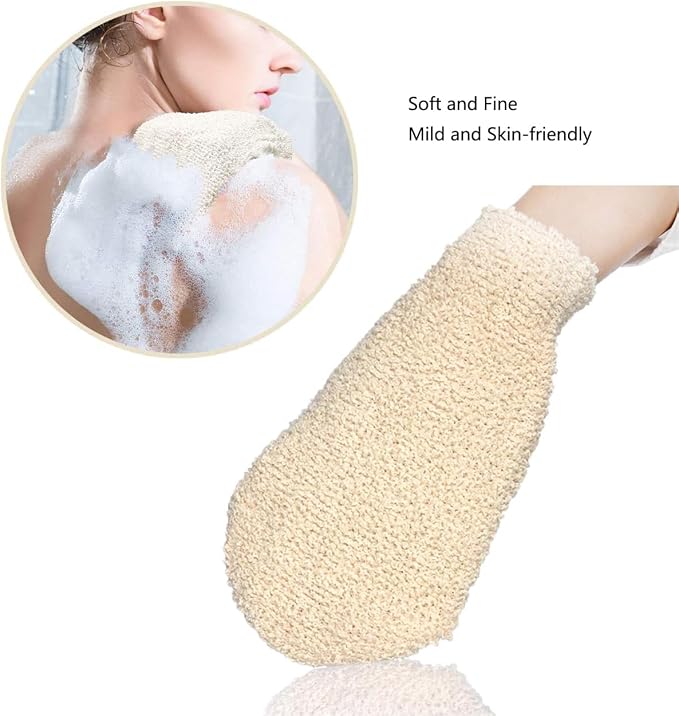 2 Pcs Exfoliating Gloves, Bath Shower Gloves Mitts Bamboo Fiber Bath Body - Image 5