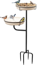 Freestanding Birdbaths Bowl Outdoor, Free Standing Garden Bird Bath Bird Feeder by YALINKA