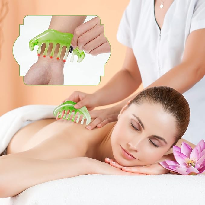 Geiserailie 2 Pcs Jade Combs Esthetician Supplies Massage Stone Hair Gua Sha - Image 7