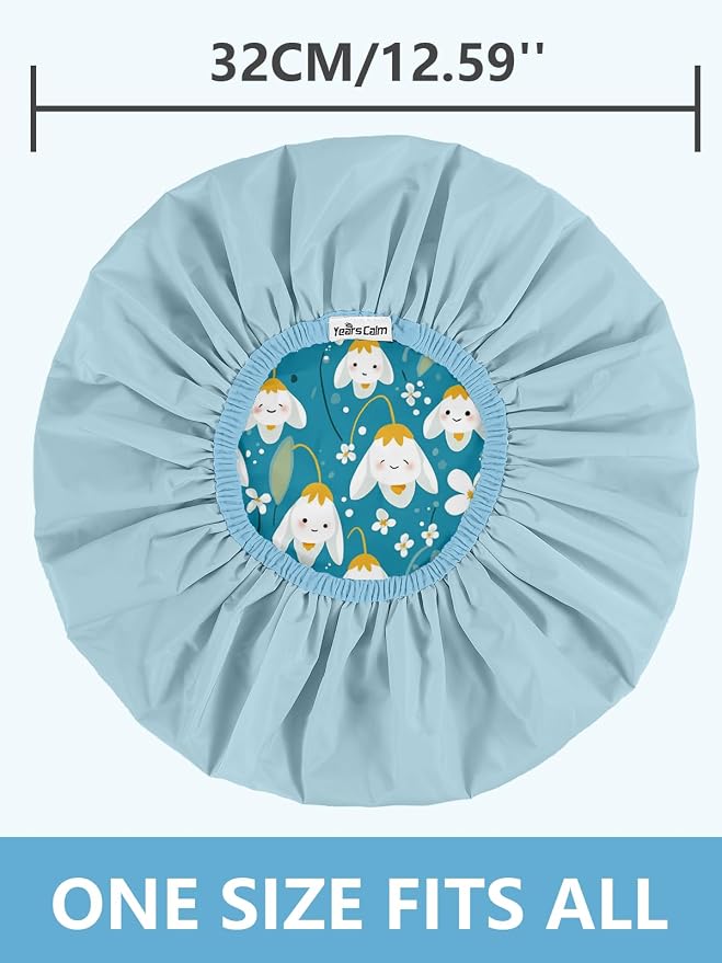 Years calm Shower Caps for Women Reusable Waterproof, Double Layer Waterproof - Image 3