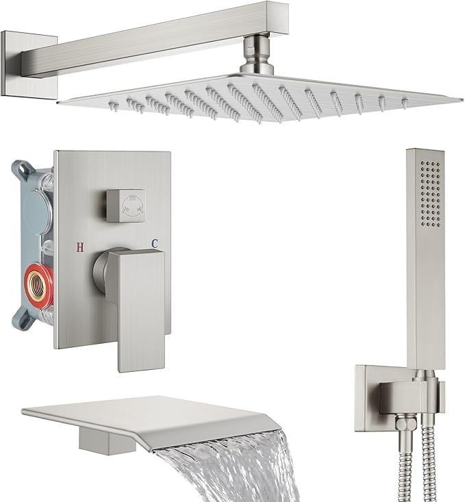 Midanya Shower System with Tub Spout, Bathtub Shower Faucet Set with Square by Midanya