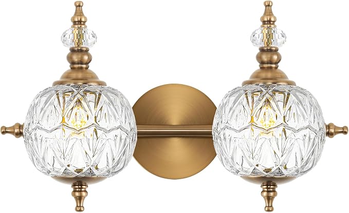 Brushed Antique Brass Bathroom Vanity Light Fixture Vintage Style by Ditoon