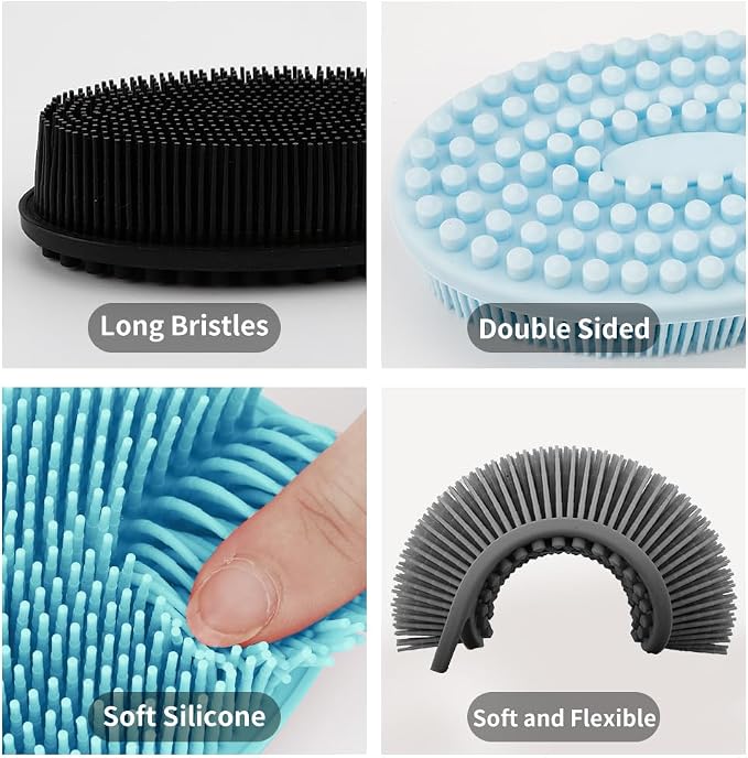 3 Pack Silicone Body Scrubber, Soft Silicone Loofah Silicone Body Brush - Image 2