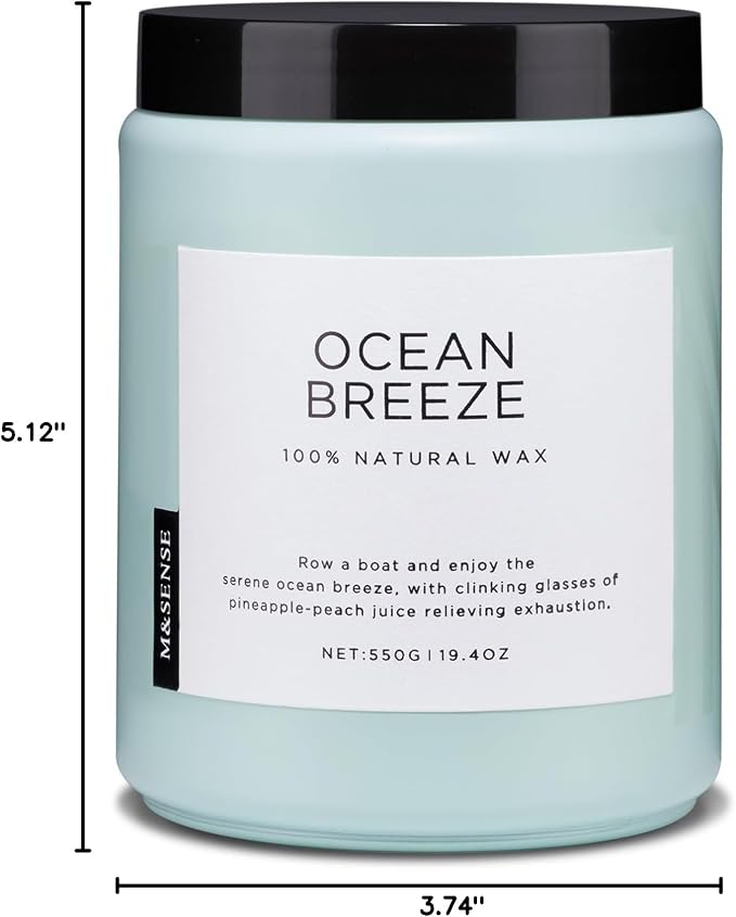 M&SENSE Candle Oceanic Breeze Scented, 19.4oz 110 Hour Long Lasting 2 Wick - Image 10