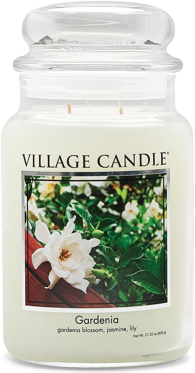 Village Candle Gardenia Large Glass Apothecary Jar Scented Candle, 21.25 oz by VillageCandle